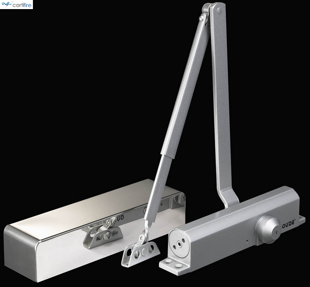 OUDE 902-4BW backcheck delay action 25-80 kgs spring power adjustable CE cerfire overhead door closer